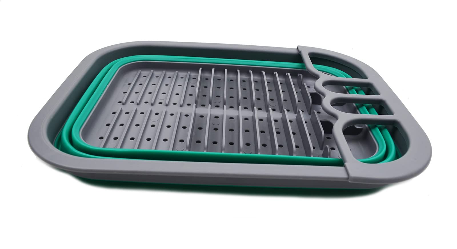 Sammart Collapsible Dish Drainer With Drainer Board - Foldable Drying Rack Set - Portable Dinnerware Organizer - Space Saving Ki